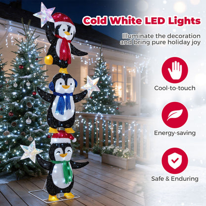 180 cm Pre-lit Penguin Christmas Yard Decoration with Cold White LED Lights