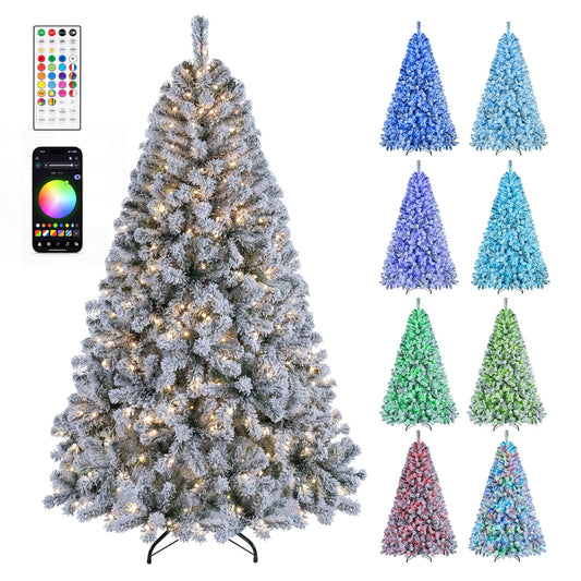 180 cm Smart RGB Pencil Christmas Tree with Remote and 300 Pre-Lit RGB LED Lights-M