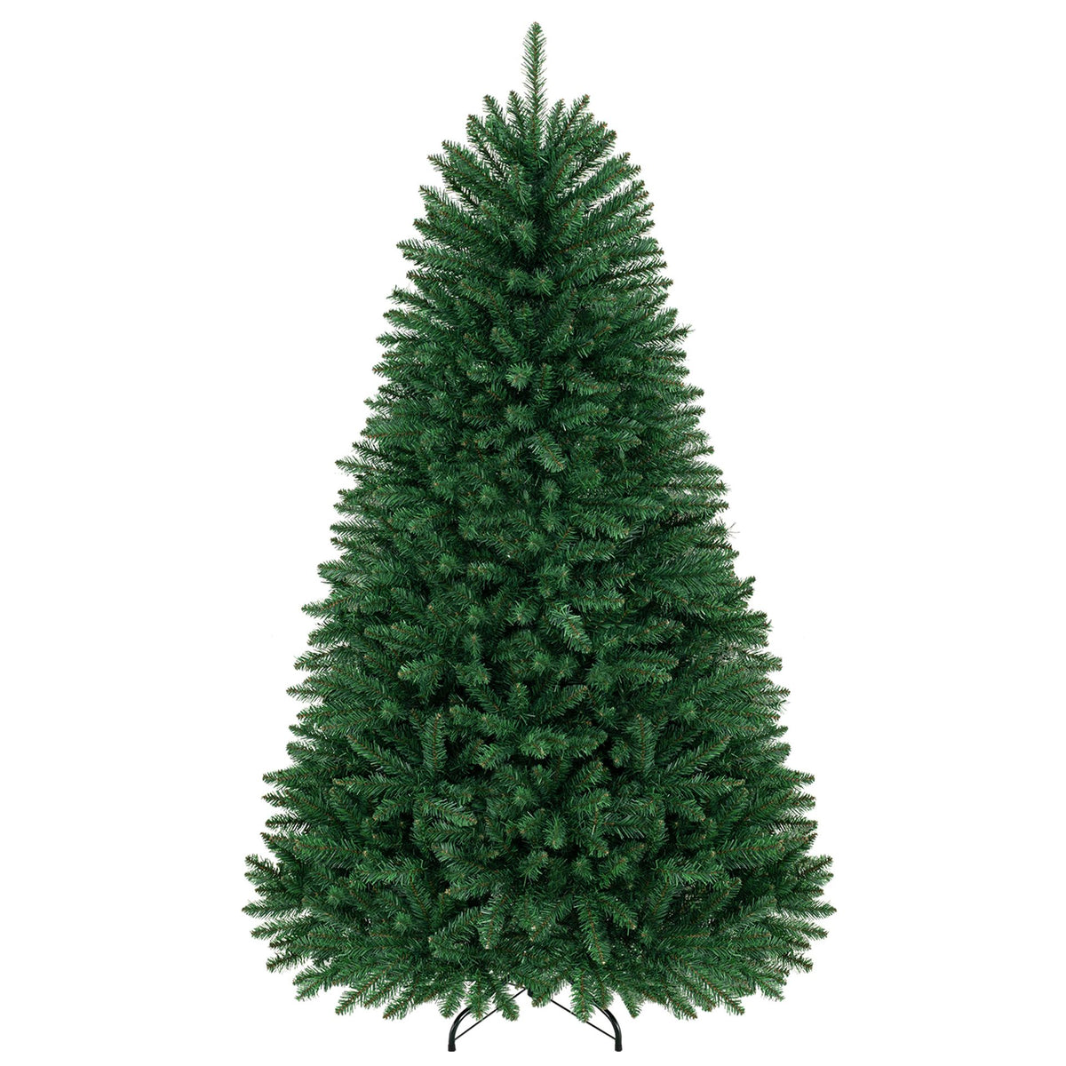 180 cm Unlit Artificial Christmas Tree with Easy-Assembly Hinges and Foldable Metal Stand for Holiday Party Decoration