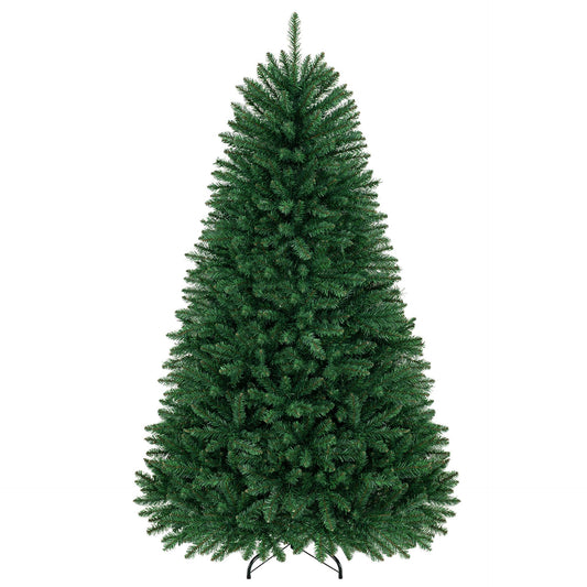 180 cm Unlit Artificial Christmas Tree with Easy-Assembly Hinges and Foldable Metal Stand for Holiday Party Decoration