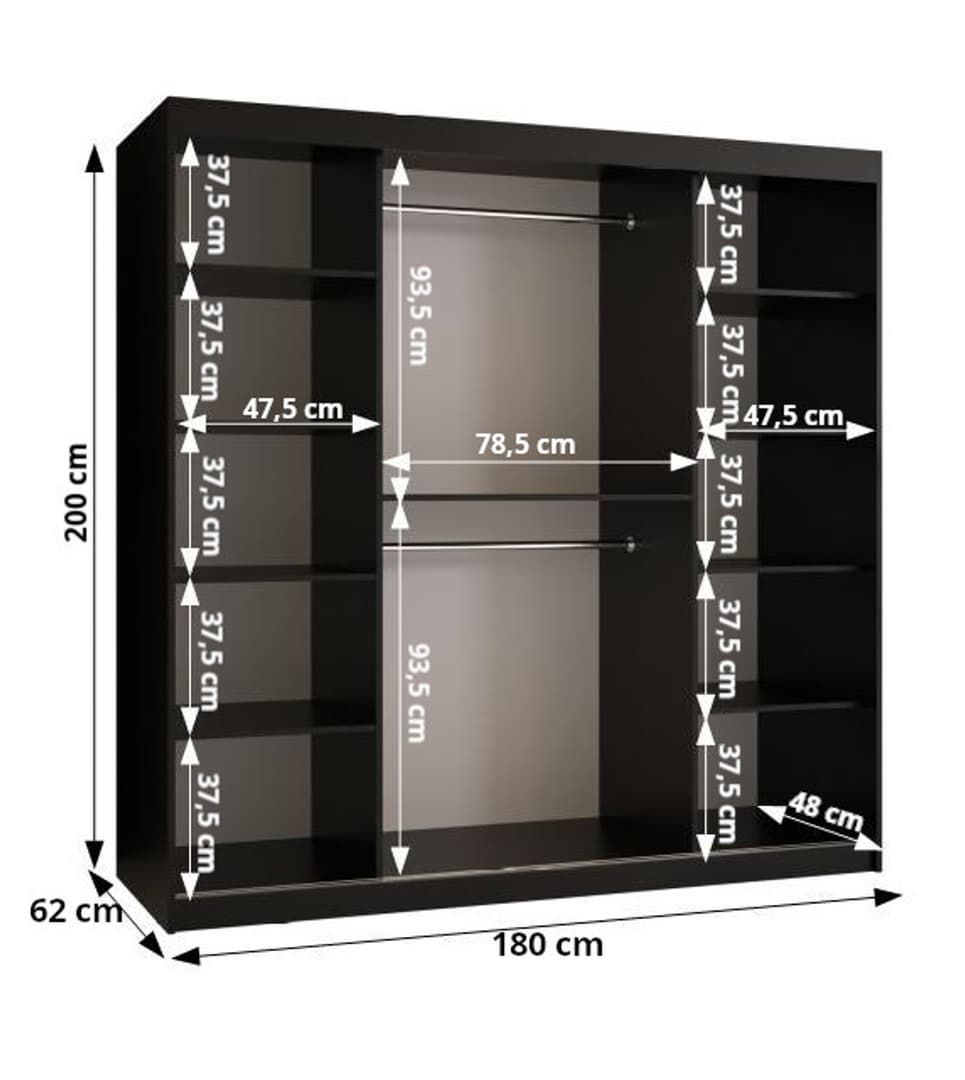 Parma Sliding Door Wardrobe 180cm