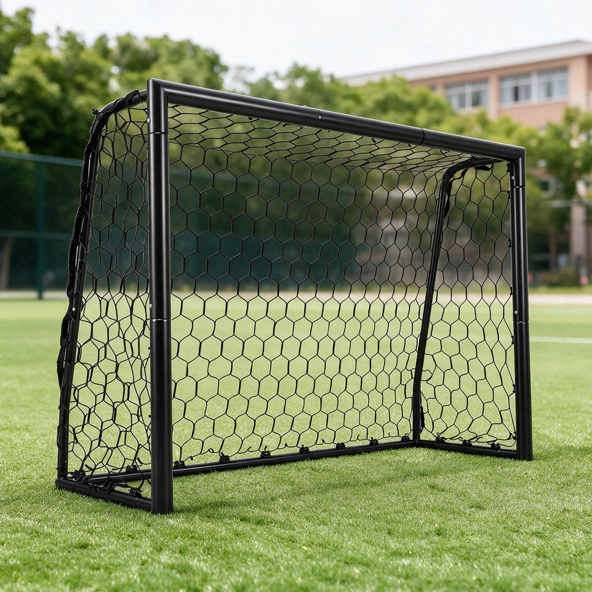 180 x 60 cm Soccer Goal Galvanized Metal Frame with Tear-Resistant Net and 6 Ground Stakes-S