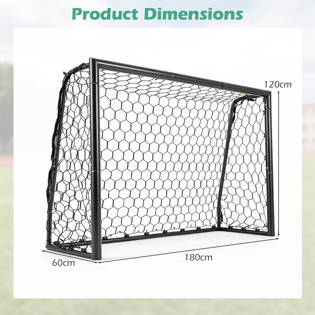 180 x 60 cm Soccer Goal Galvanized Metal Frame with Tear-Resistant Net and 6 Ground Stakes-S