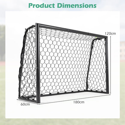 180 x 60 cm Soccer Goal Galvanized Metal Frame with Tear-Resistant Net and 6 Ground Stakes-S
