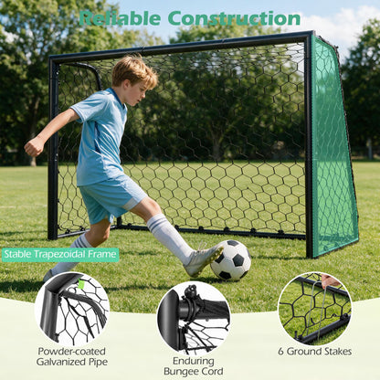 180 x 60 cm Soccer Goal Galvanized Metal Frame with Tear-Resistant Net and 6 Ground Stakes-S