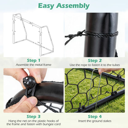 180 x 60 cm Soccer Goal Galvanized Metal Frame with Tear-Resistant Net and 6 Ground Stakes-S