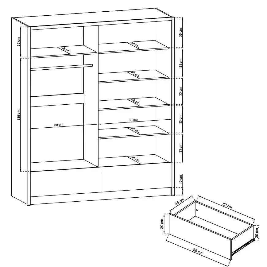 Arta II Sliding Door Wardrobe 184cm