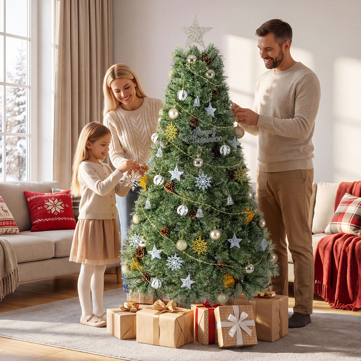 180CM Christmas Tree with Ornaments 360 Lush Branch Tips