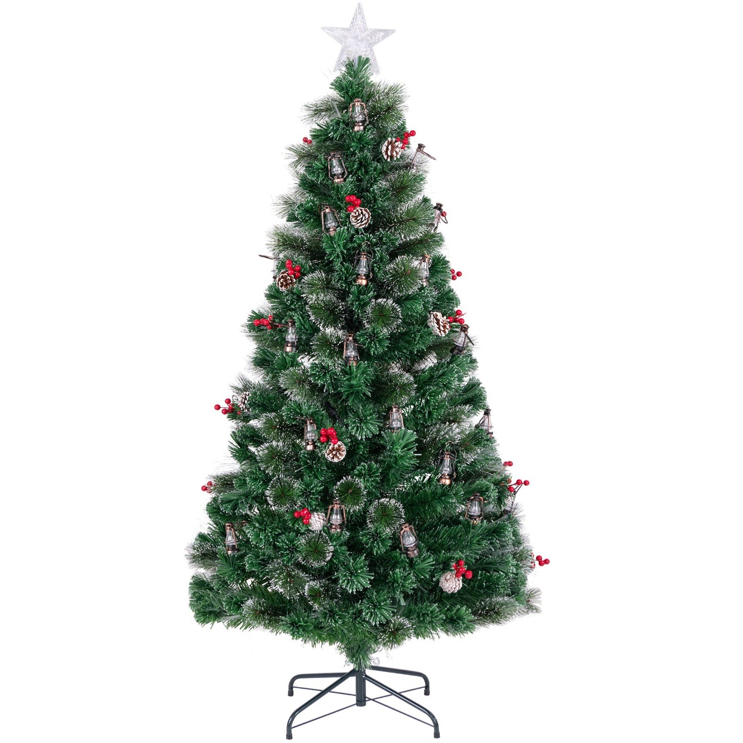 150/180CM Artificial Christmas Tree with 8 Lighting Modes and Optical Fibers-180 cm