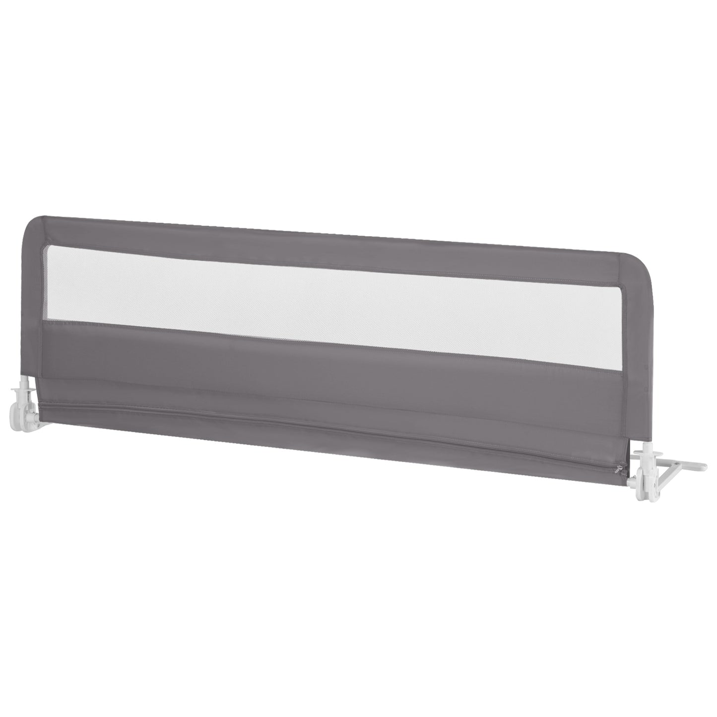 180CM Foldable Baby Bed Rail Guard with Removable Cover and Safety Strap-Grey