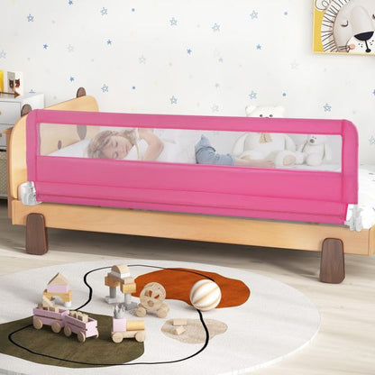 180CM Foldable Baby Bed Rail Guard with Removable Cover and Safety Strap-Pink