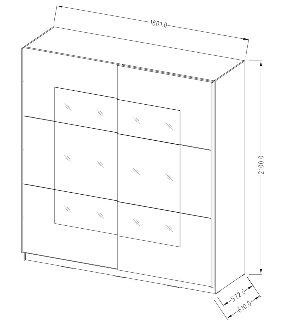 Beta Sliding Door Mirrored Wardrobe