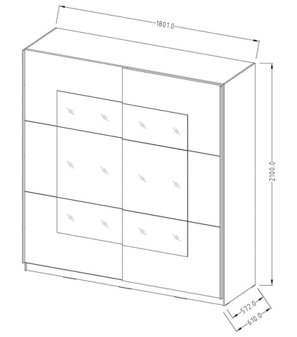 Beta Sliding Door Mirrored Wardrobe