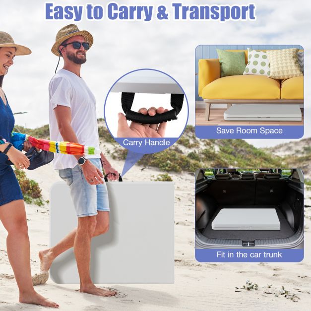 180 CM Folding Plastic Dining Table with Handle Metal Legs and Non-slip Foot Pads