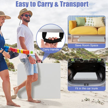 180 CM Folding Plastic Dining Table with Handle Metal Legs and Non-slip Foot Pads