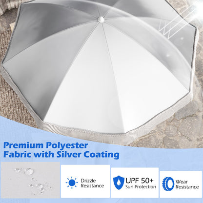180 cm Outdoor Fringe Patio Umbrella with Carrying Bag-White