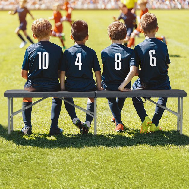 180cm Outdoor Plastic Folding Bench Portable Fold-in-Half Seat-Grey