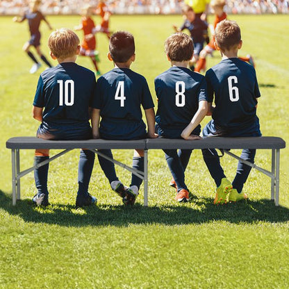 180cm Outdoor Plastic Folding Bench Portable Fold-in-Half Seat-Grey