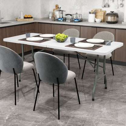 180cm Outdoor Portable Folding Table with Safe Lock Mechanism-White