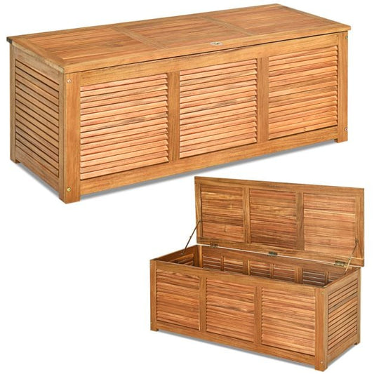 180 Litre Acacia Wood Deck Box for Garden Backyard