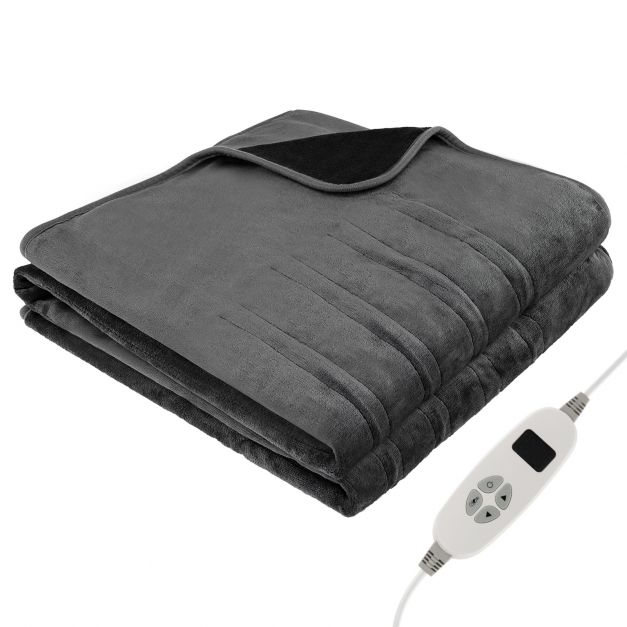 180 x 130 CM Electric Heated Throw Blanket with 10 Heat Settings-Grey