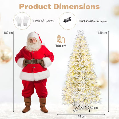 180cm Artificial Cypress Xmas Tree with Full Branch Tips LED Lights and 9 Lighting Modes