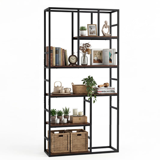 180CM Tall Bookshelf in Rustic Brown