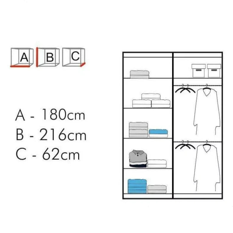 Chicago II Sliding Door Wardrobe - White, Black, Oak, Walnut, Wenge, Grey