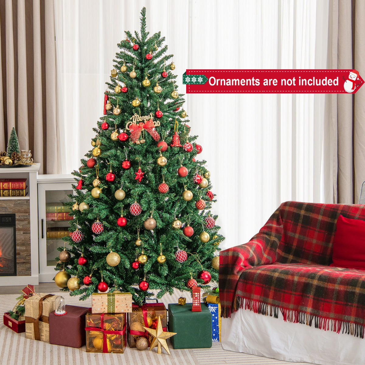 180/225cm Artificial Christmas Tree with PVC Branch Tips-6 ft