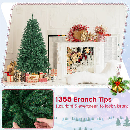 180/225cm Artificial Christmas Tree with PVC Branch Tips-6 ft