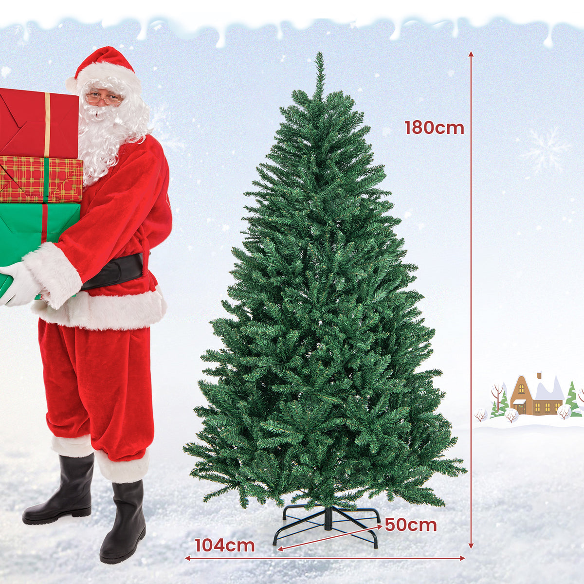 180/225cm Artificial Christmas Tree with PVC Branch Tips-6 ft
