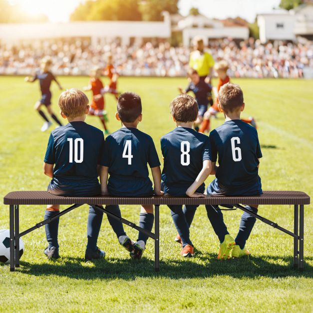 Portable Fold-in-Half Seat with 600kg Capacity and Lock-Coffee