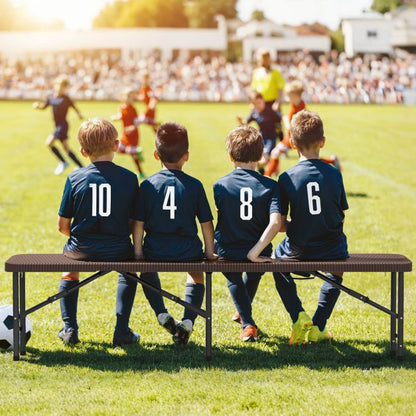 Portable Fold-in-Half Seat with 600kg Capacity and Lock-Coffee