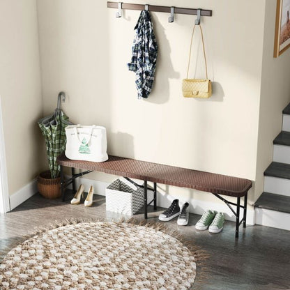 Portable Fold-in-Half Seat with 600kg Capacity and Lock-Coffee