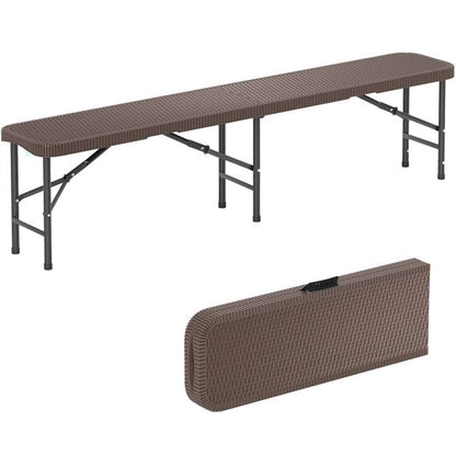 Portable Fold-in-Half Seat with 600kg Capacity and Lock-Coffee