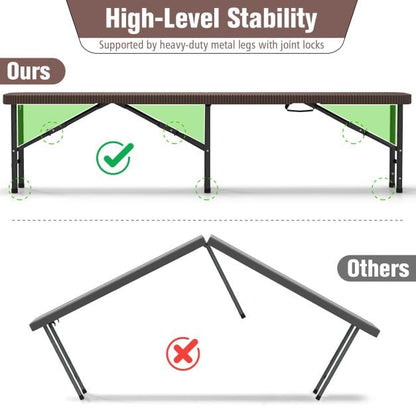 Portable Fold-in-Half Seat with 600kg Capacity and Lock-Coffee