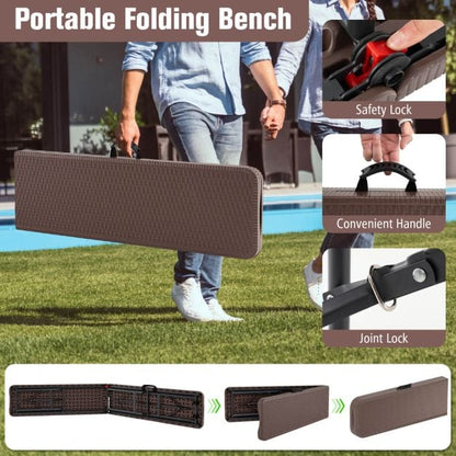 Portable Fold-in-Half Seat with 600kg Capacity and Lock-Coffee