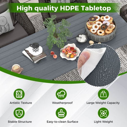 180cm Outdoor Portable Folding Table with Wood Tabletop-Grey