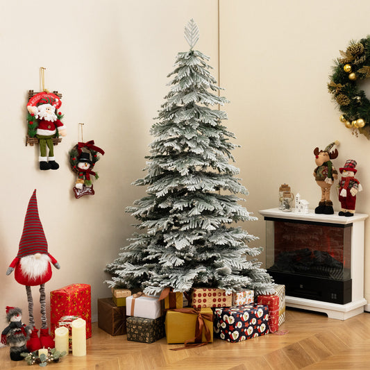 190CM Artificial Christmas Tree Hinged Holiday Tree with Lush Branch Tips