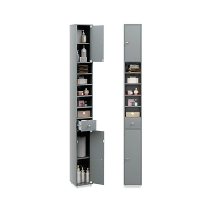 180CM Tall Freestanding Bathroom Cabinet with 2 Doors and 1 Drawer-Grey