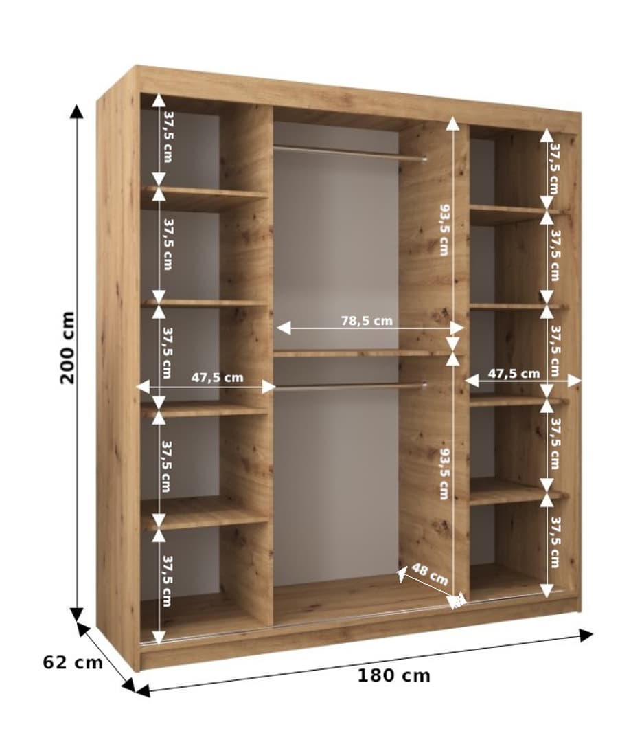 Uppsala V2 Sliding Door Wardrobe 180cm