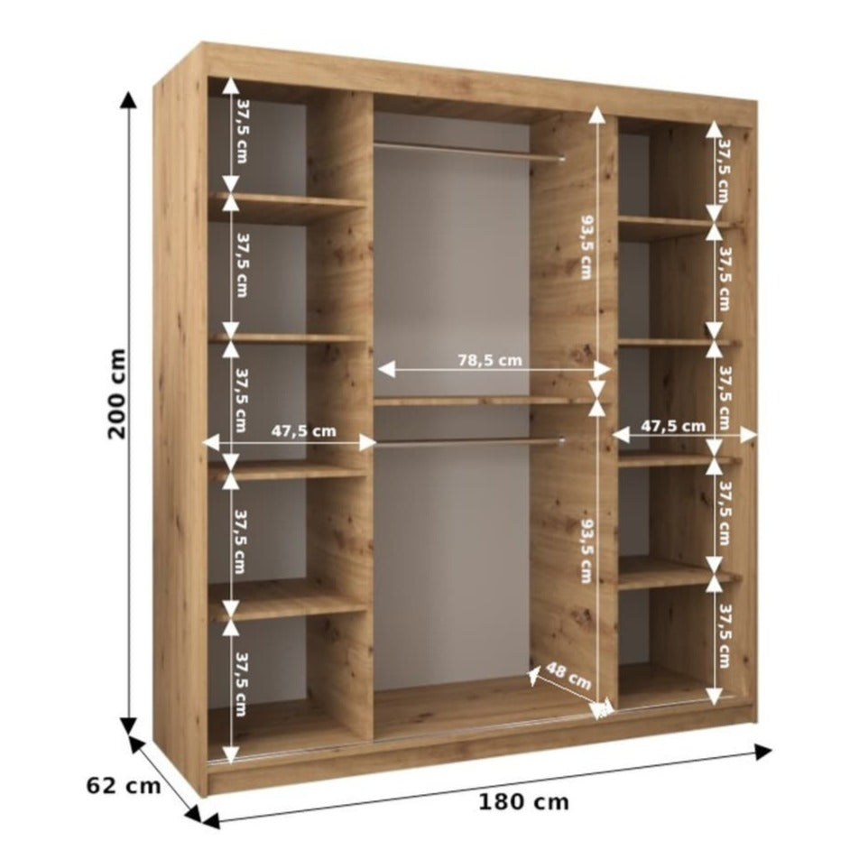 2 Door Manufactured Wood Wardrobe 180cm