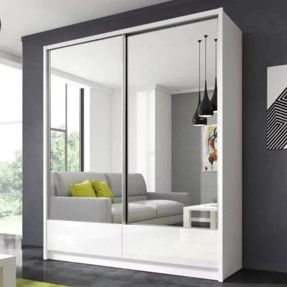 Aria II Sliding Door Wardrobe 184cm-Black Marble