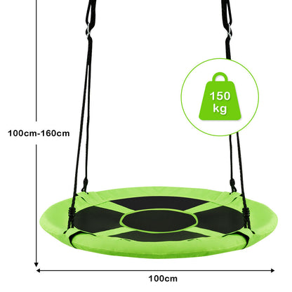 100cm Children Flying Saucer Tree Swing with Adjustable Rope-Green