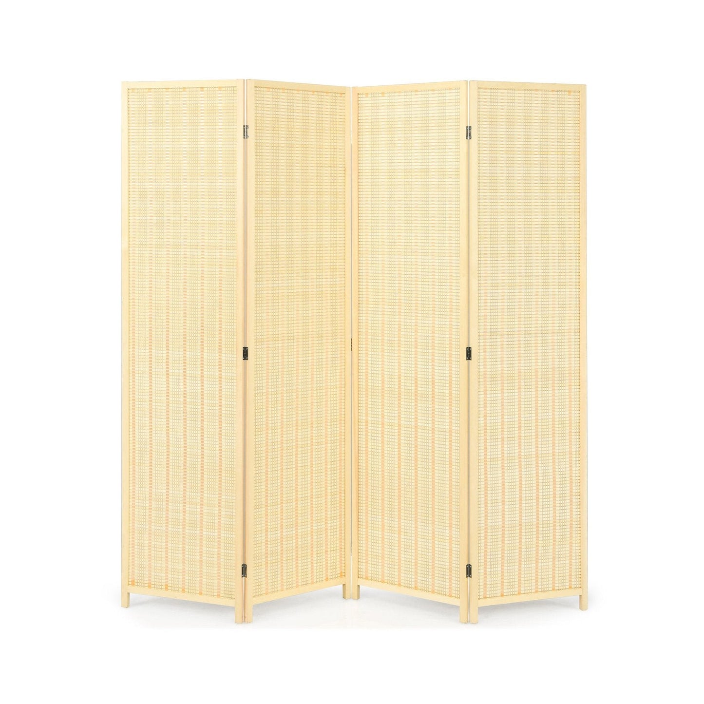 4-Panel Portable Room Divider Screen-Natural
