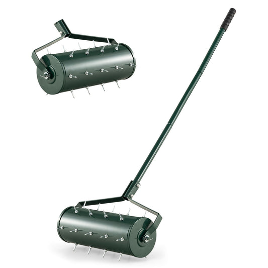 18/21 Inch Manual Lawn Aerator with Detachable Handle and Tine Spikes-18 inches