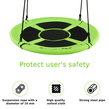 100cm Children Flying Saucer Tree Swing with Adjustable Rope-Green
