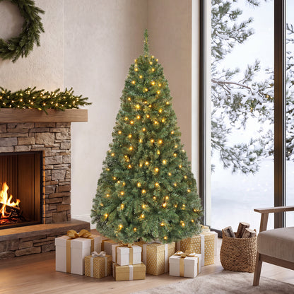 183/152/122 cm Artificial Christmas Tree with Branch Tips and LED Lights for Indoor-XS