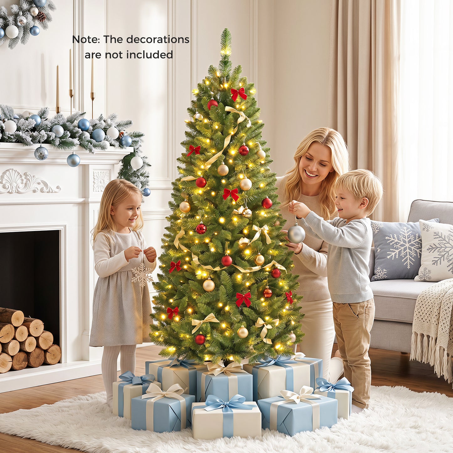183/152 cm Pre-lit Christmas Tree with 743/300 Branch Tips and 250/150 Warm White LED Light-S