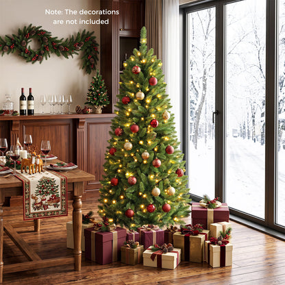 183/152 cm Pre-lit Christmas Tree with 743/300 Branch Tips and 250/150 Warm White LED Light-S